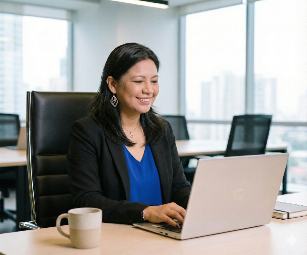 Patricia Rioja trabajando